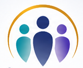 Clinical AI Collective — three figures in teal, blue, and purple with a gold arc